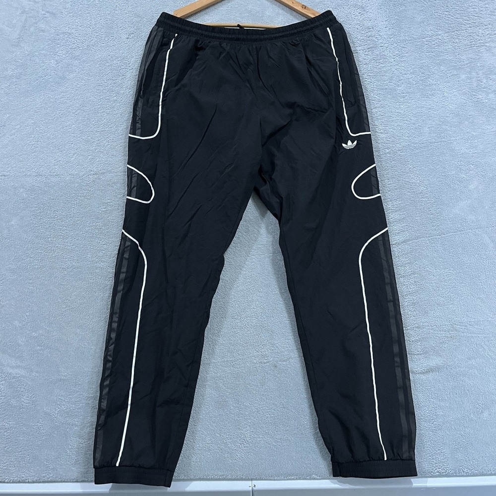 Vintage Adidas Originals Track Pants Mens XL Black Y2K Nylon Retroโ Grunge